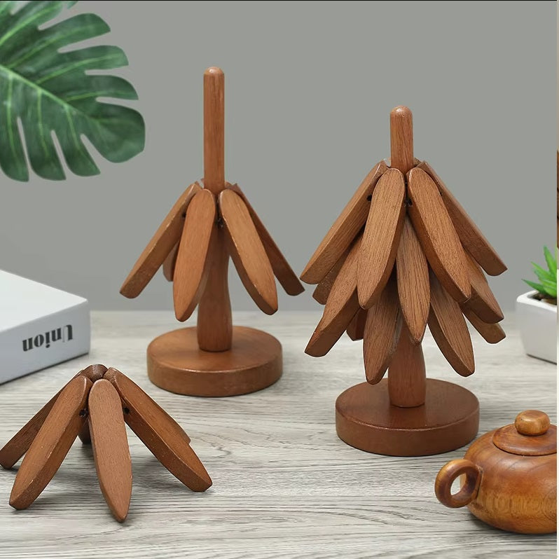 Tree Design Wooden Heat-Resistant Coaster Set
