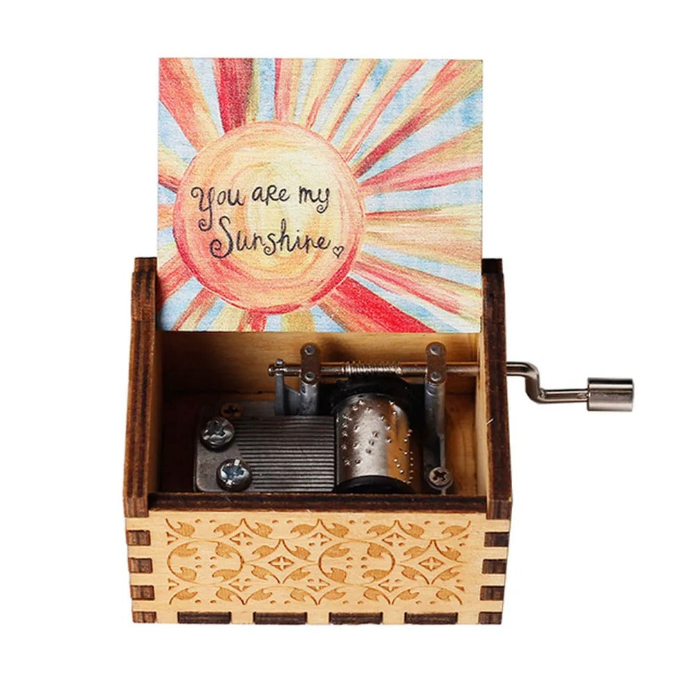 Wooden Hand Cranked Music Box