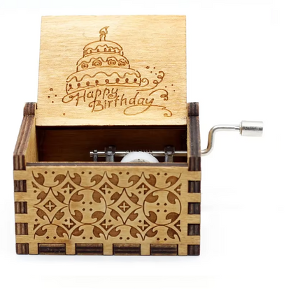 Wooden Hand Cranked Music Box